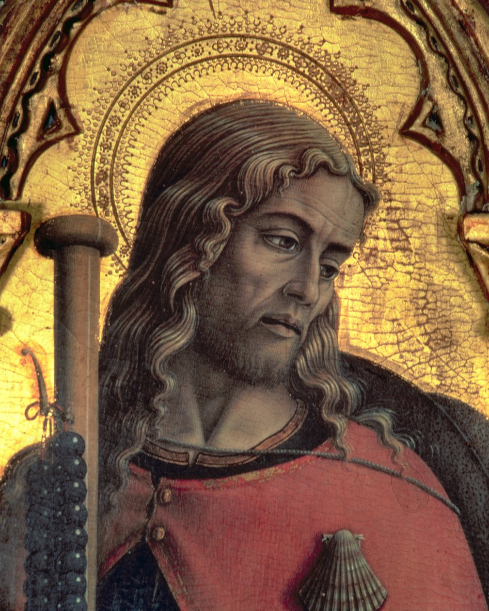 Św. Jakub, detal z poliptyku San Martino (tempera na płycie) (patrz 76671 i 76669) autorstwa Carlo Crivelli