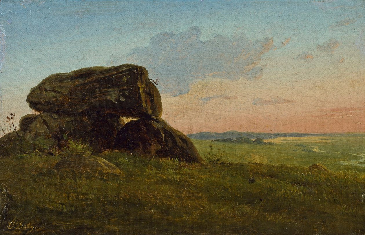 Wieczorny krajobraz z dolmenem. Badanie. autorstwa Carlo Dalgas