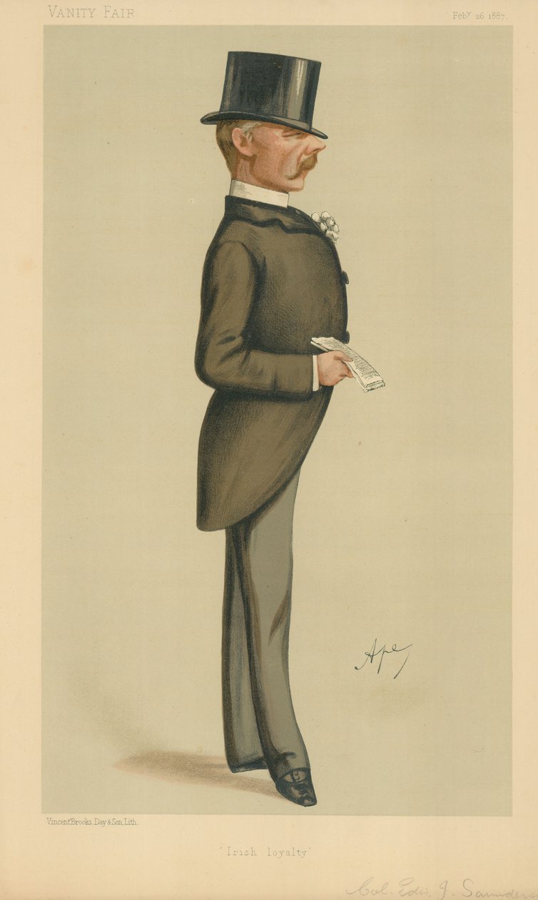 Pułkownik Edward J Saunderson, Irish Loyalty, 26 lutego 1887, rysunek Vanity Fair autorstwa Carlo Pellegrini