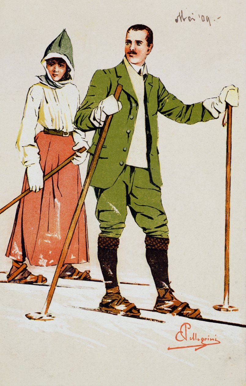 Dwóch narciarzy, 1909 autorstwa Carlo Pellegrini