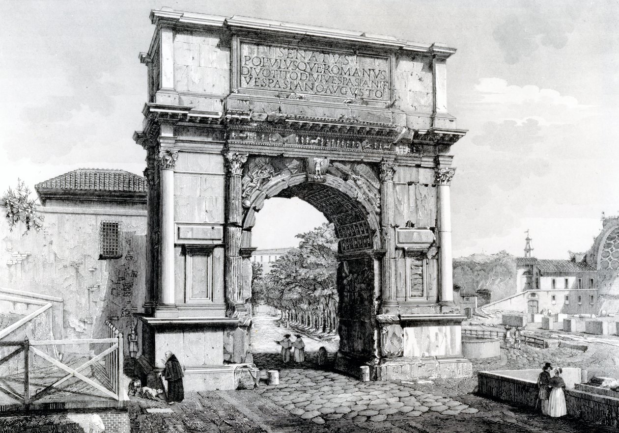 Łuk Tytusa, część serii „Widoków Rzymu”, 1845 autorstwa Carlo Piccoli