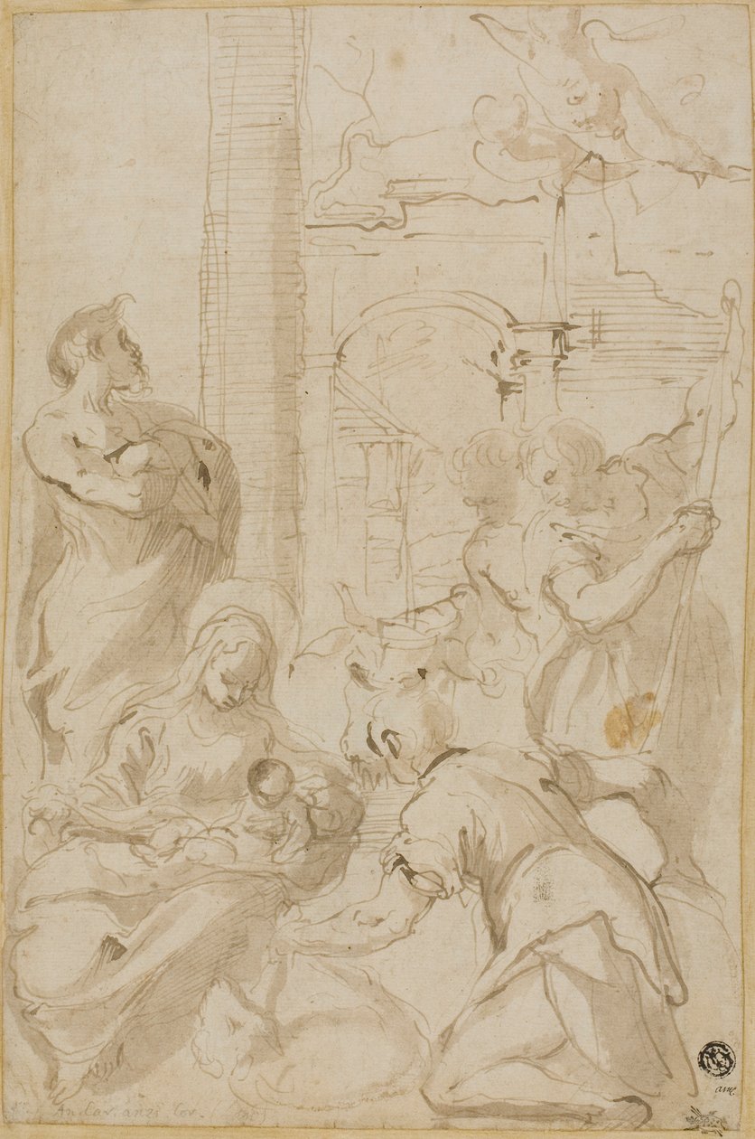 Adoracja pasterzy autorstwa Carlo Bononi