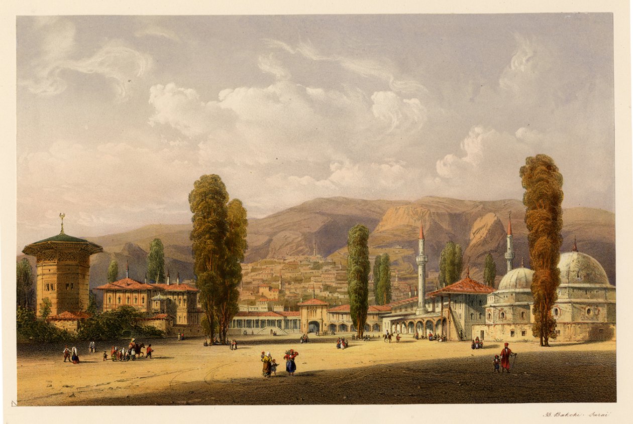 Pałac Bachczysarajów Chanów, 1856 r. autorstwa Carlo Bossoli