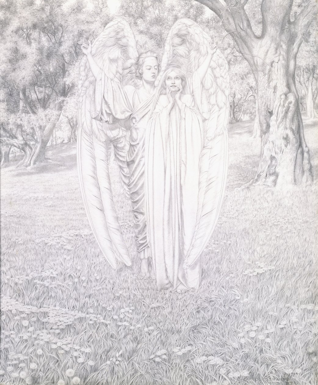 Dwa anioły, 1904 autorstwa Carlos Schwabe