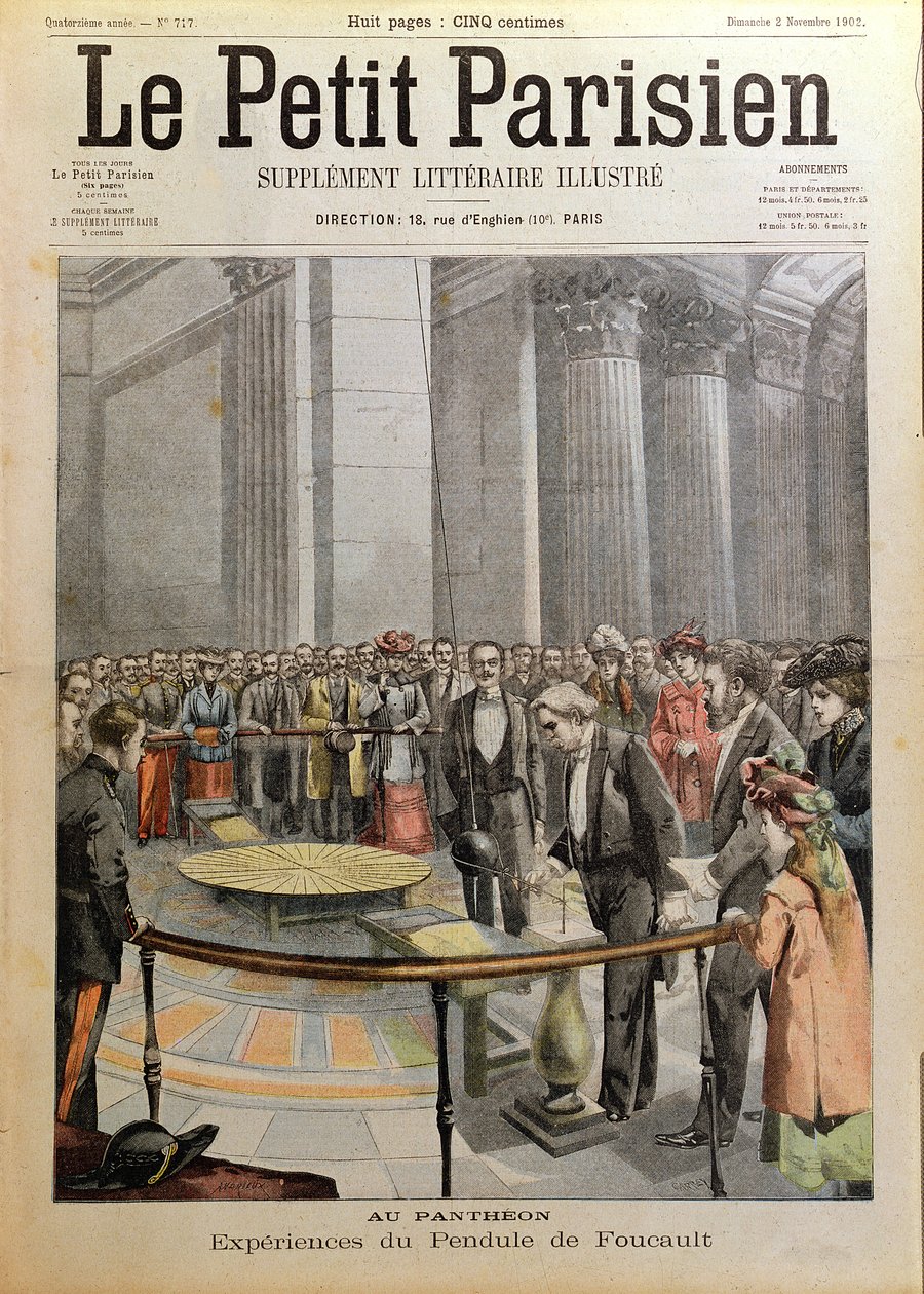 Eksperyment z wahadłem Foucaulta w paryskim Panteonie, z "Le Petit Parisien", 2 listopada 1902 r. autorstwa Carrey