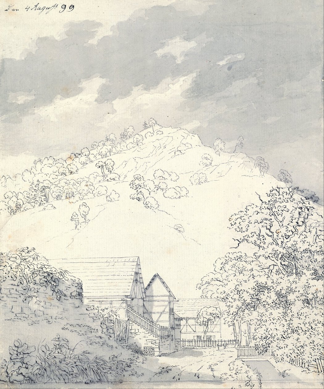 Domy na zboczu wzgórza autorstwa Caspar David Friedrich