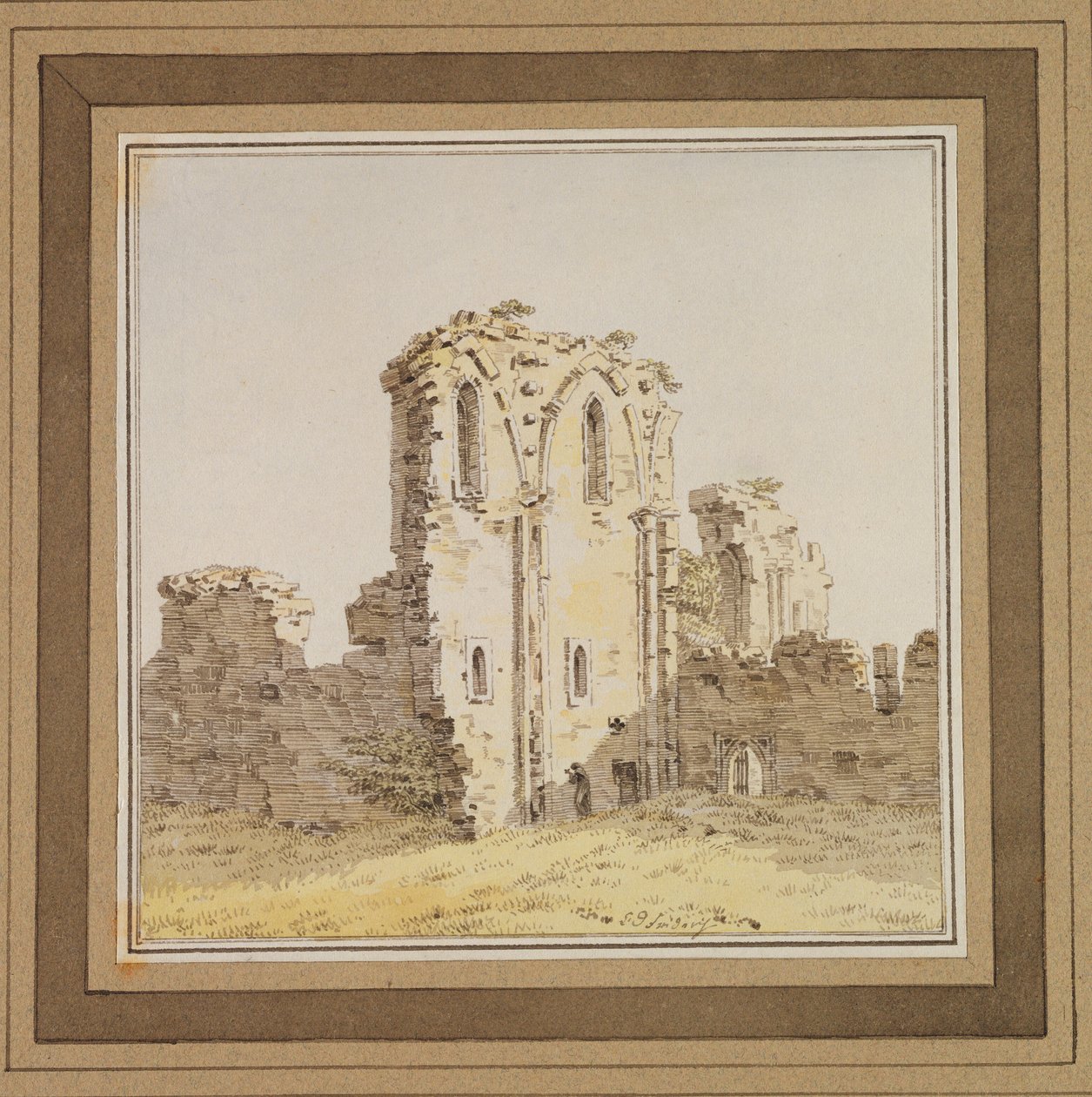 Ruiny klasztoru (ruiny kościoła gotyckiego), ok. 1806 (pióro i atrament oraz wc na papierze) autorstwa Caspar David Friedrich