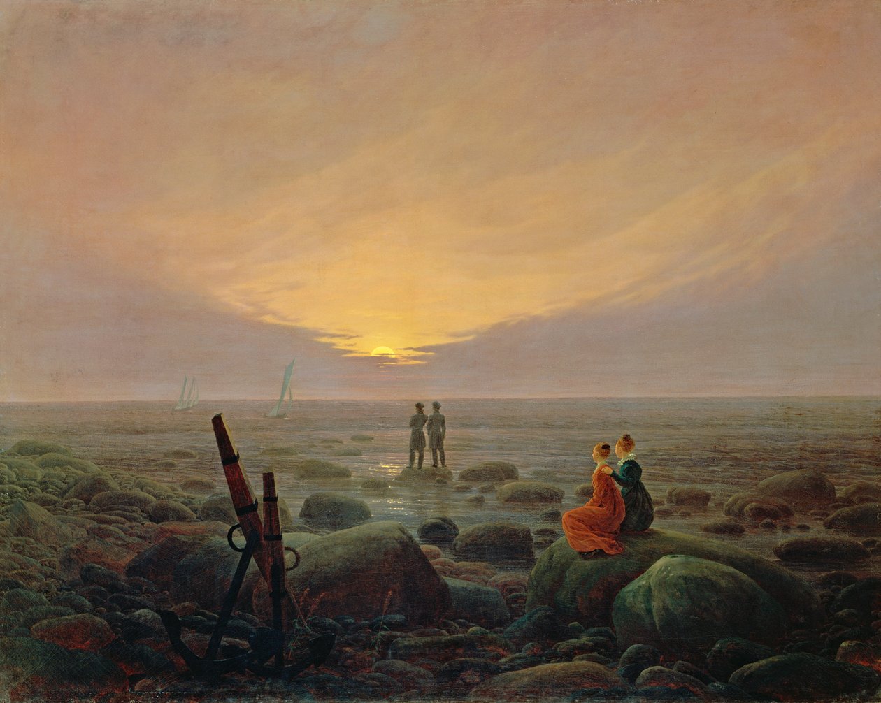 Księżyc wschodzący nad morzem autorstwa Caspar David Friedrich