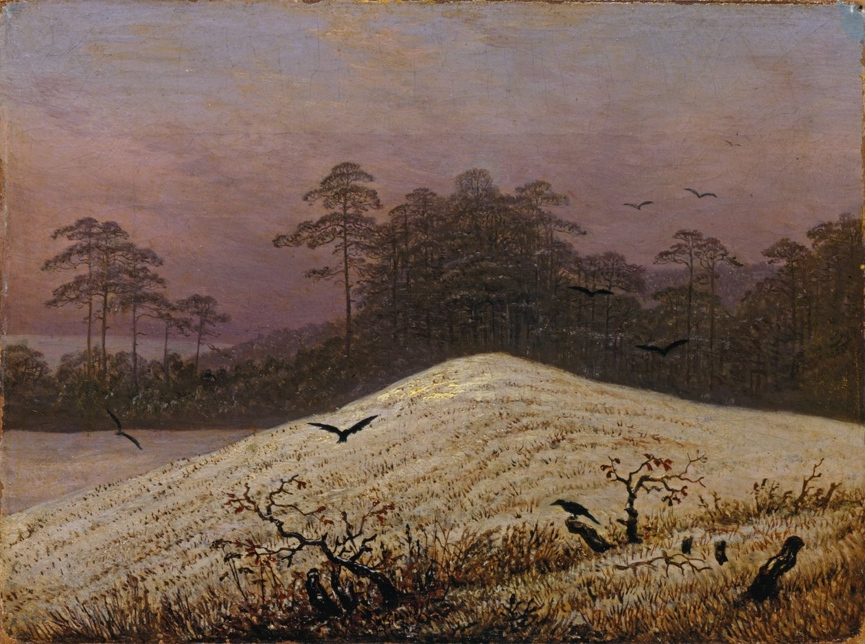 Śnieżne wzgórze z krukami autorstwa Caspar David Friedrich