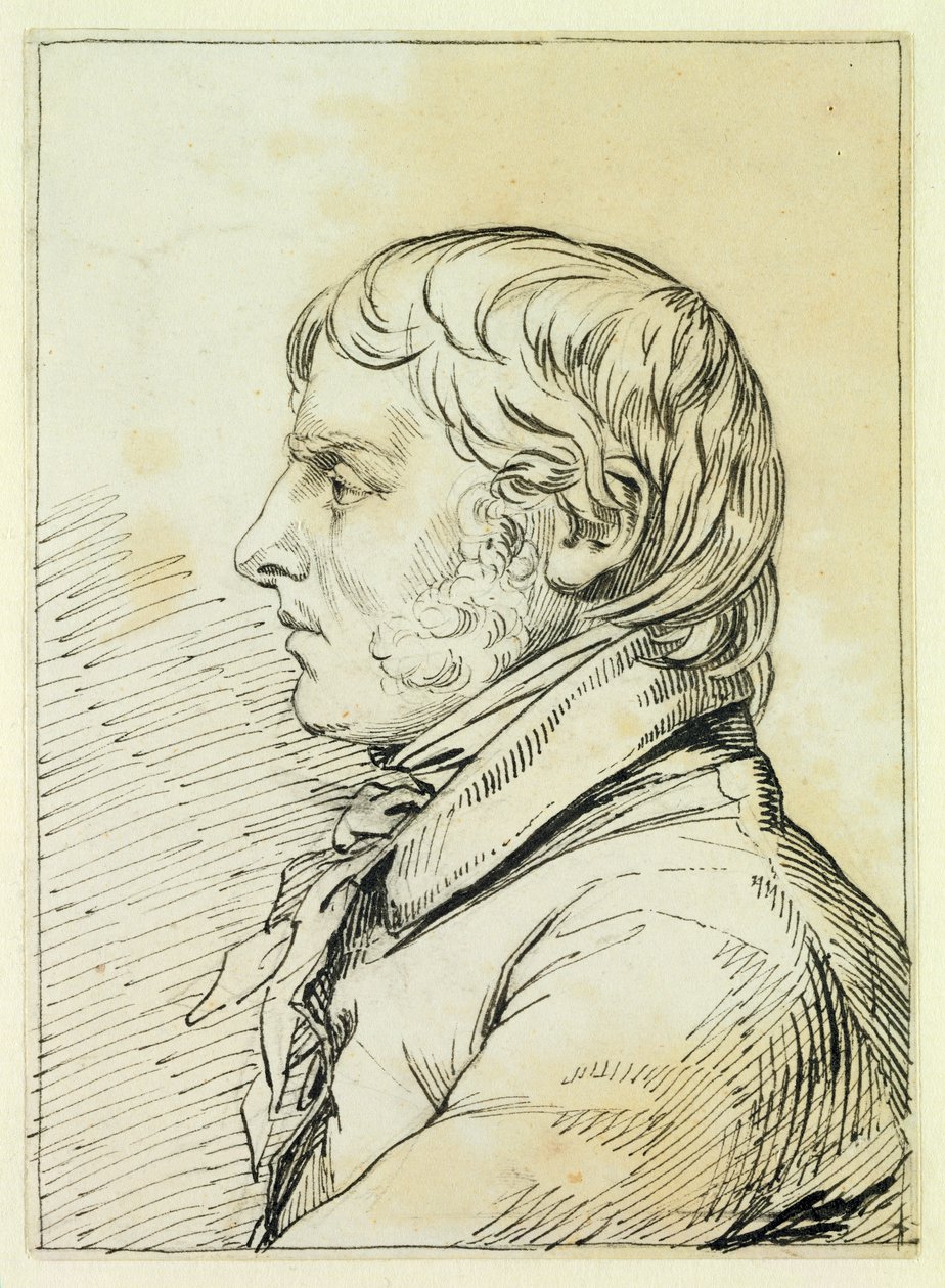 Autoportret (pióro i brązowy tusz na śladach czarnej kredy na papierze) autorstwa Caspar David Friedrich