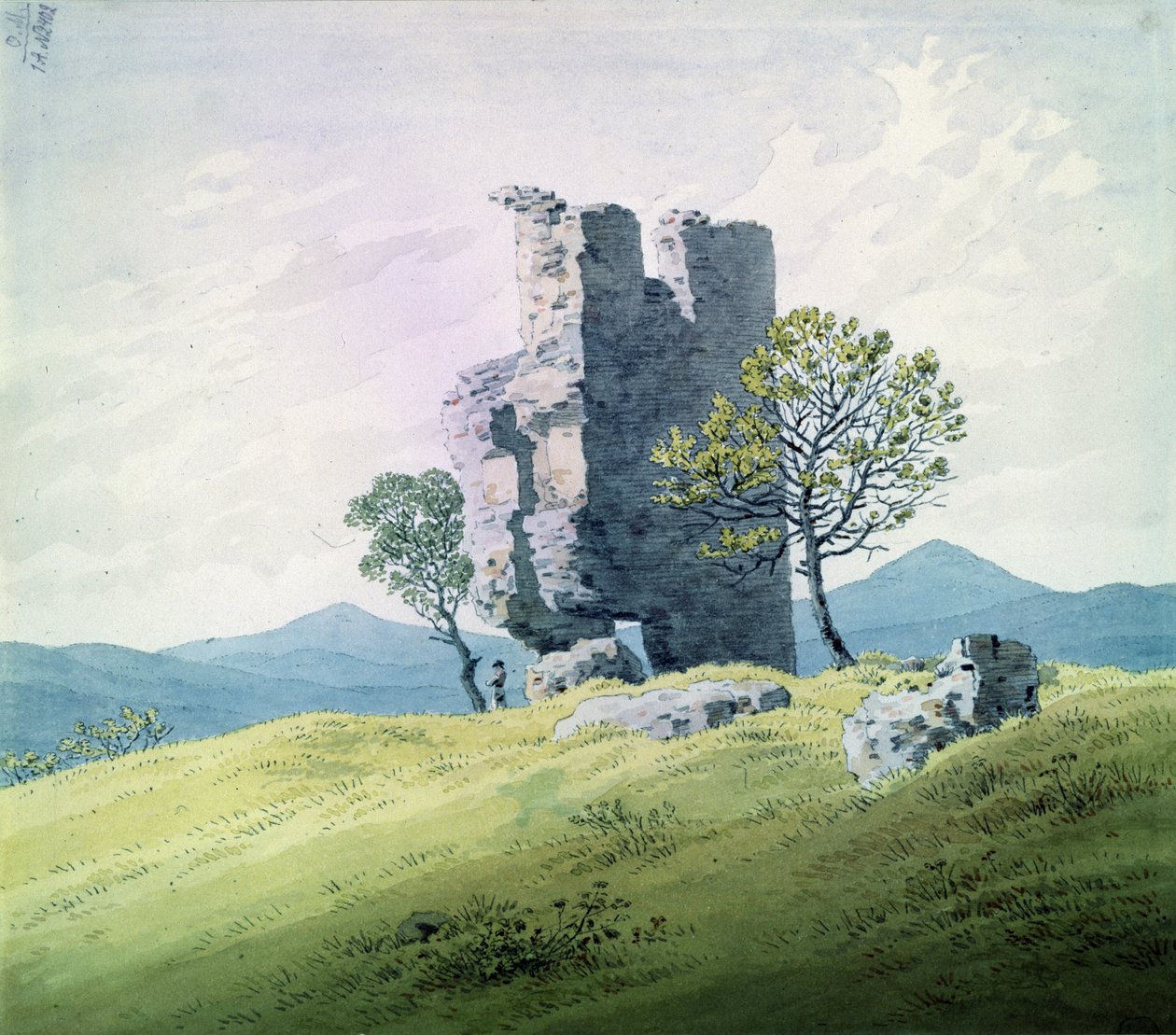 Zamek w Teplitz (wc na papierze) autorstwa Caspar David Friedrich