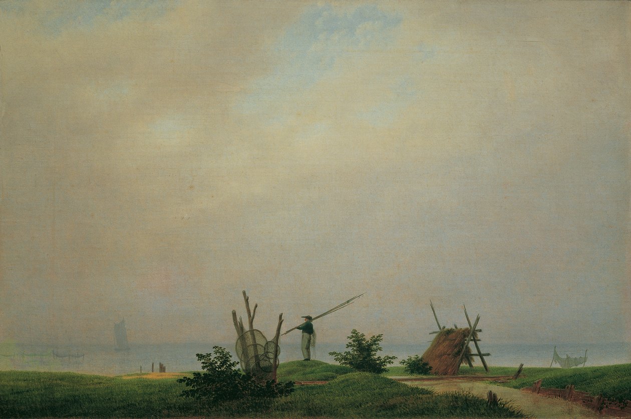 Plaża morska z rybakami autorstwa Caspar David Friedrich