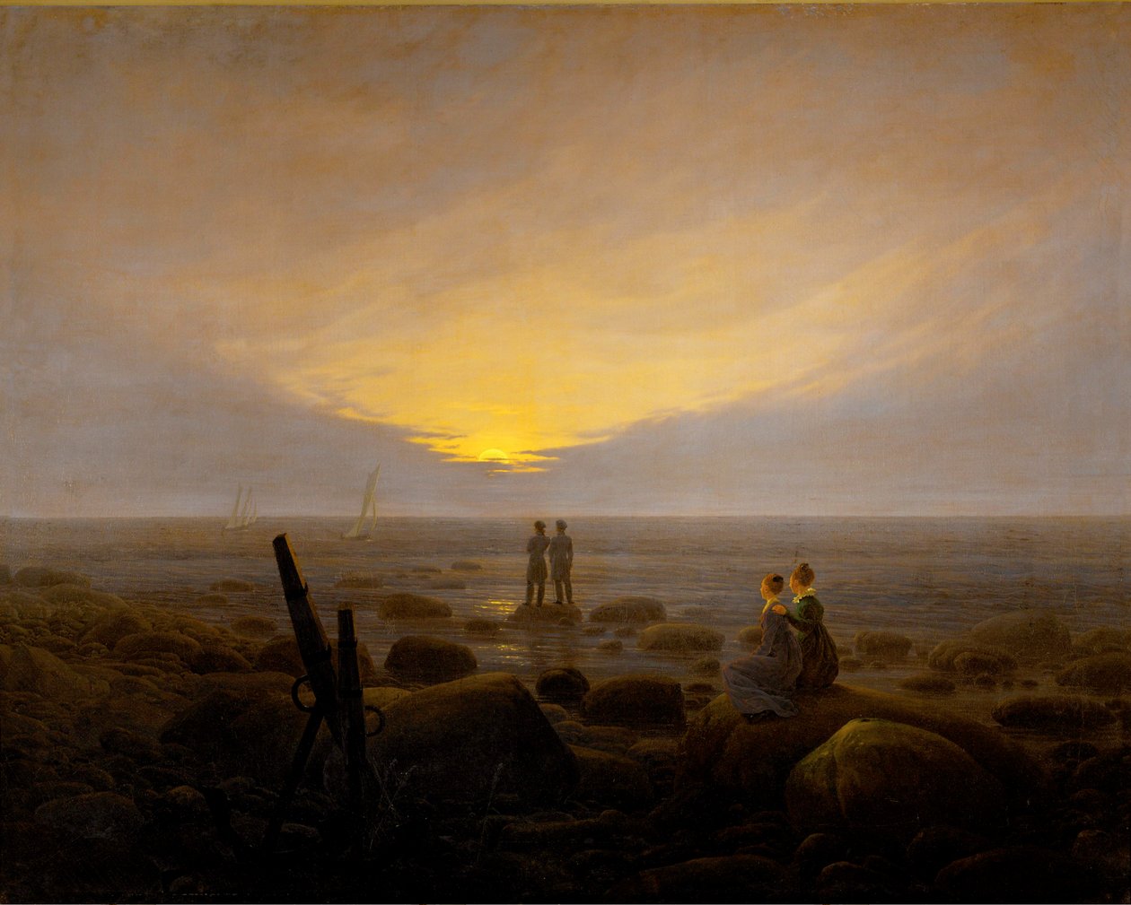 Wschód księżyca nad morzem autorstwa Caspar David Friedrich