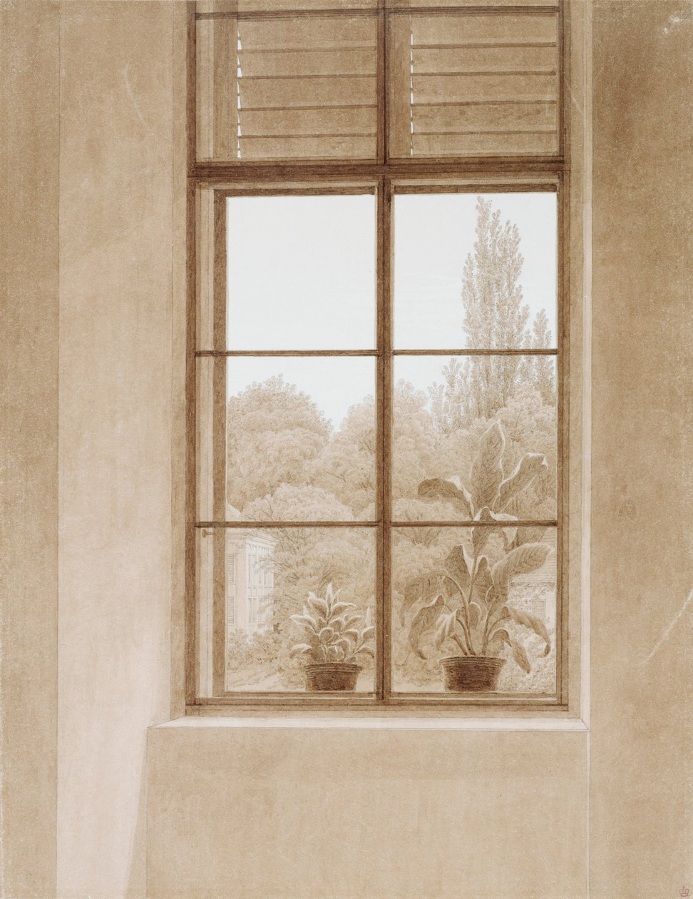 Okno z widokiem na park, 1810-1811. autorstwa Caspar David Friedrich