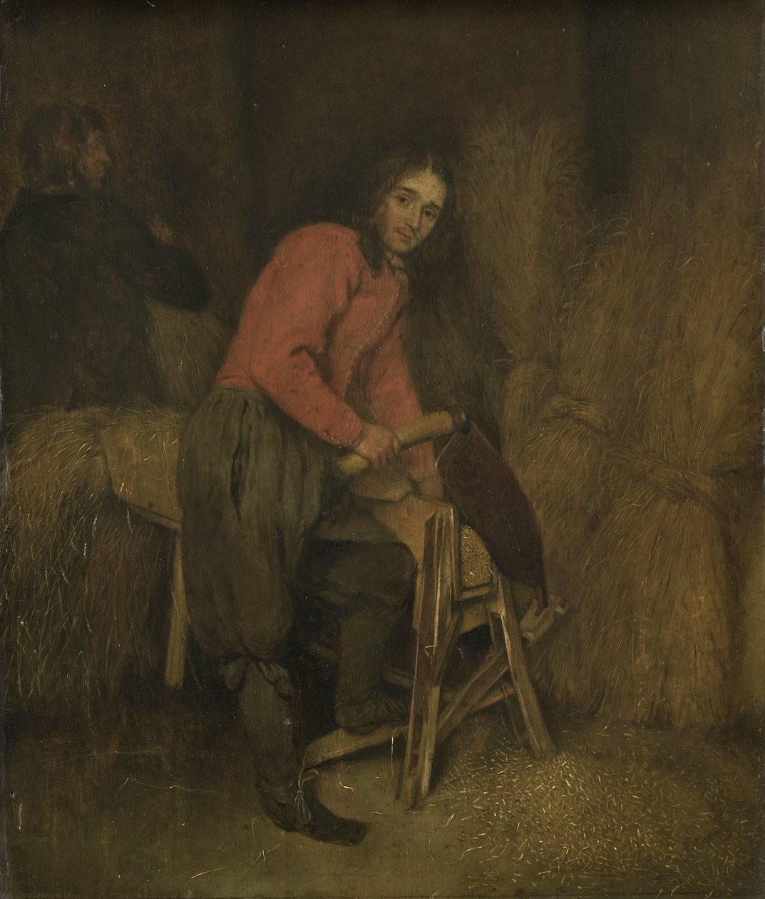 Przycinanie bel siana autorstwa Caspar Netscher (attributed to)