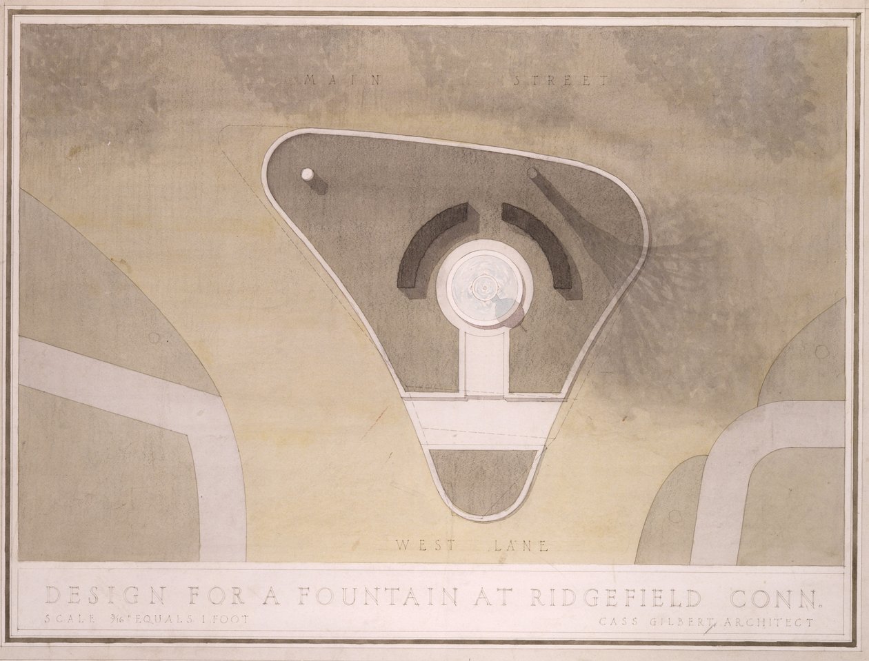 (Projekt fontanny, Ridgefield, Connecticut) autorstwa Cass Gilbert