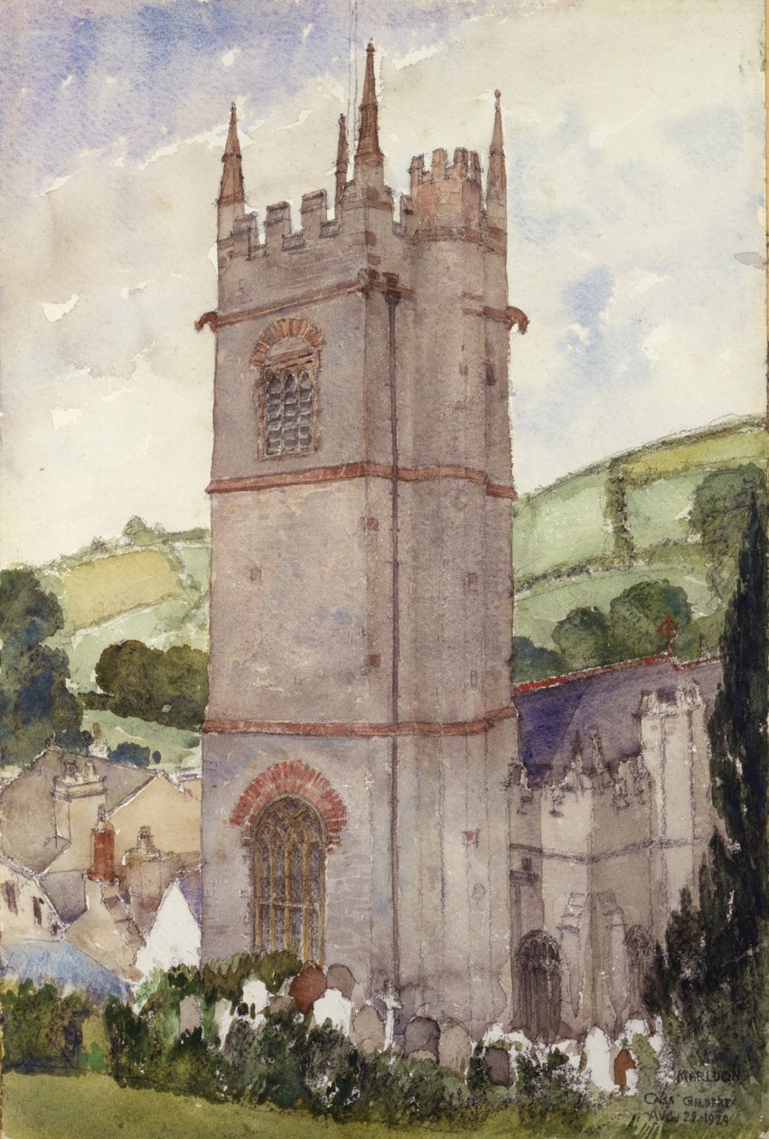 Wieża kościelna, Marldon, 1924. autorstwa Cass Gilbert