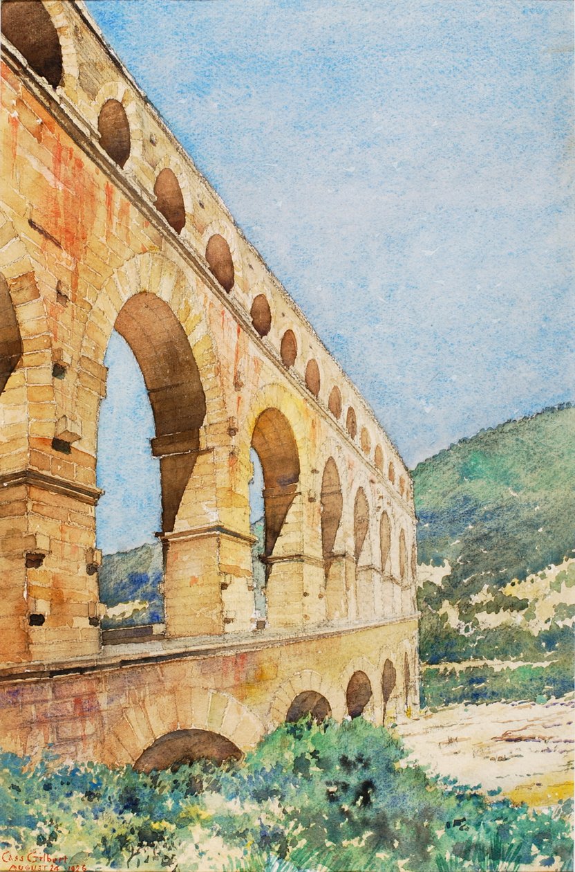 Pont du Gard, Francja, 1926. autorstwa Cass Gilbert