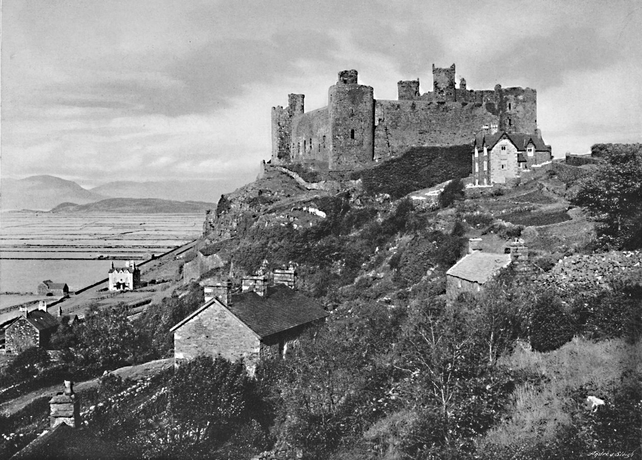Zamek Harlech, ok. 1896 r. autorstwa Catherall and Pritchard