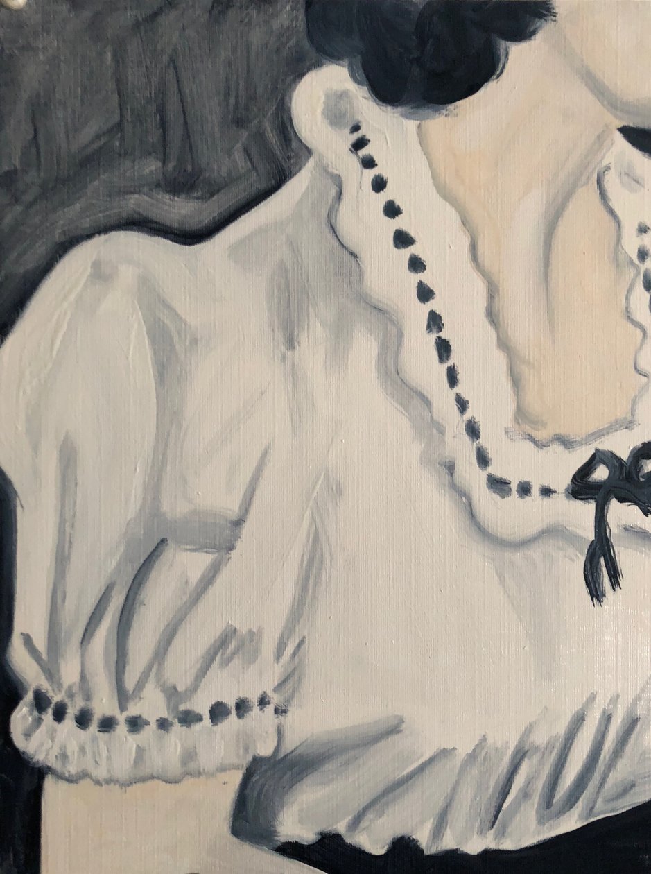Broderie, 2018 (olej na papierze) autorstwa Cathy Lomax