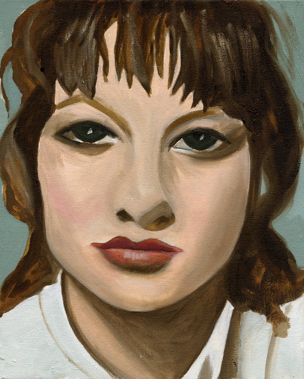 Feather Cut, 2005 (olej na desce) autorstwa Cathy Lomax