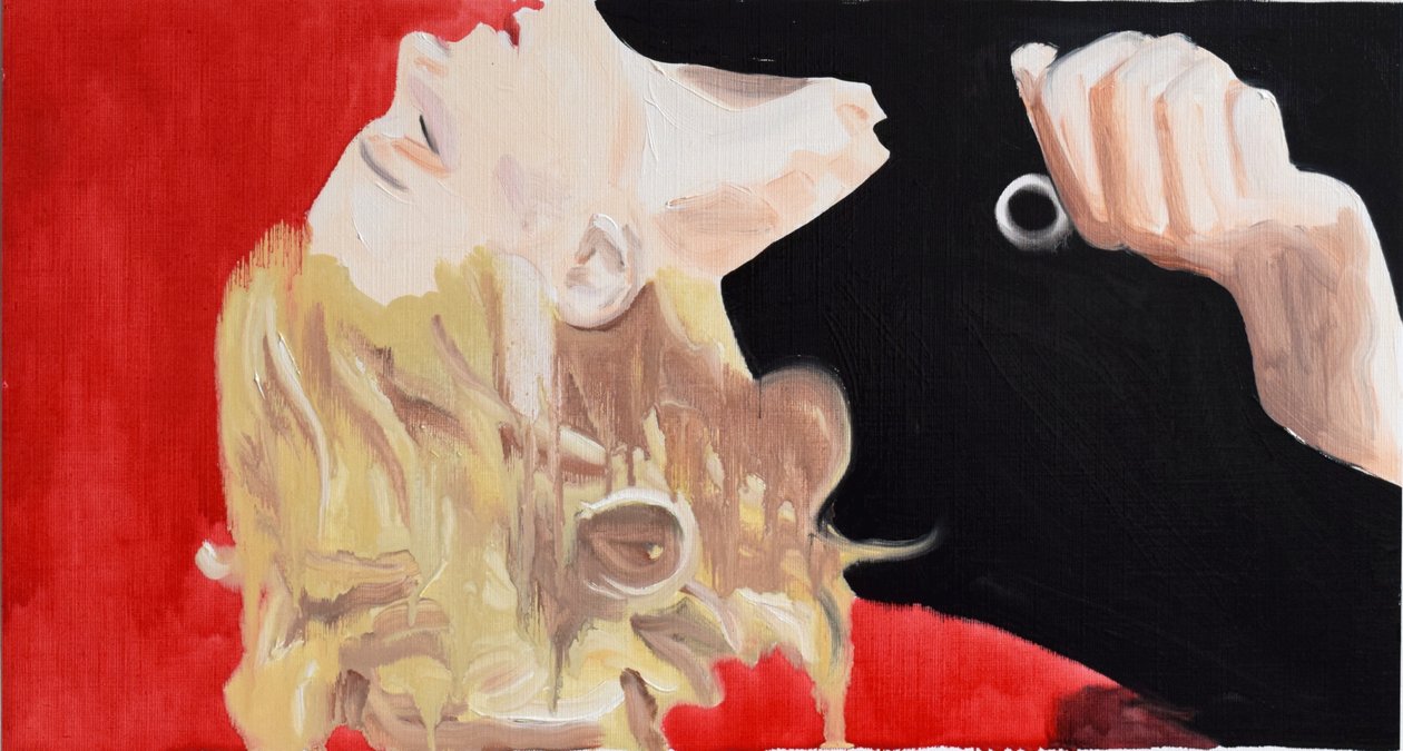 Gena, 2015 (olej na papierze) autorstwa Cathy Lomax