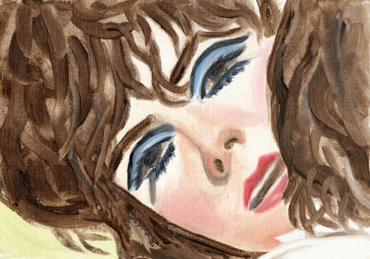Myrtle (Blue Eyeshadow), 2024 (olej na papierze) autorstwa Cathy Lomax