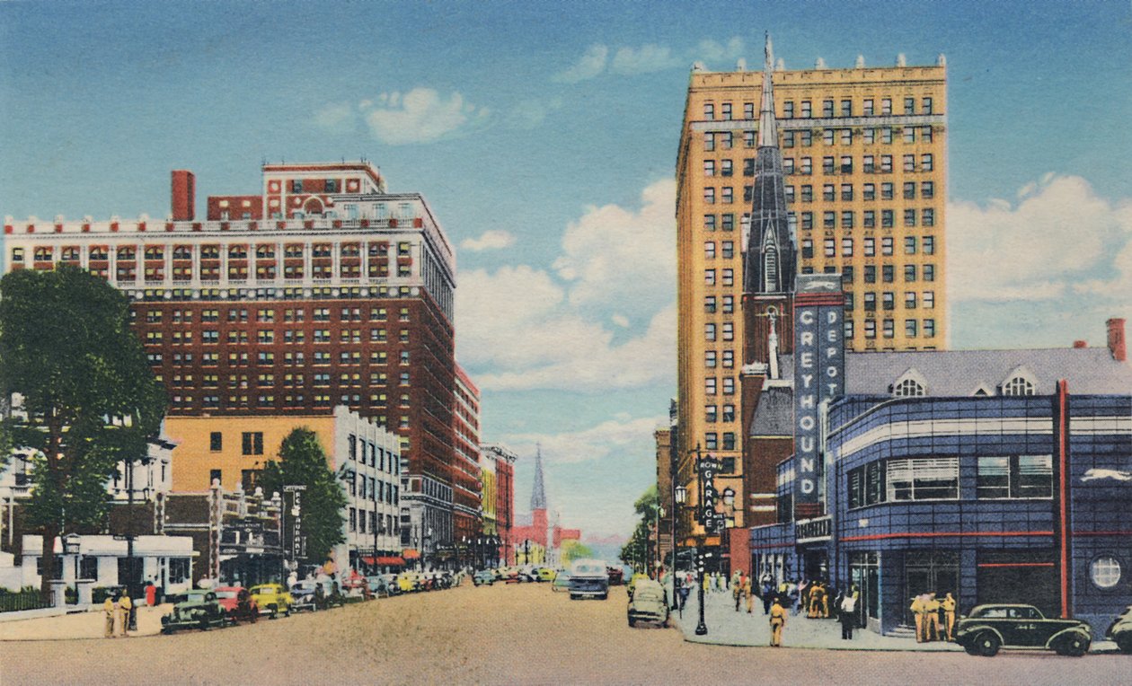 Broadway patrząc na wschód, 1942 autorstwa Caufield and Shook