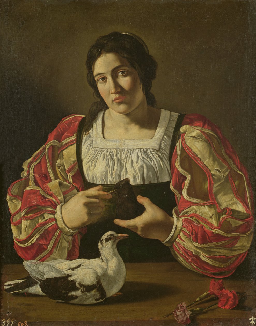 Kobieta z gołębiami autorstwa Cecco de Caravaggio
