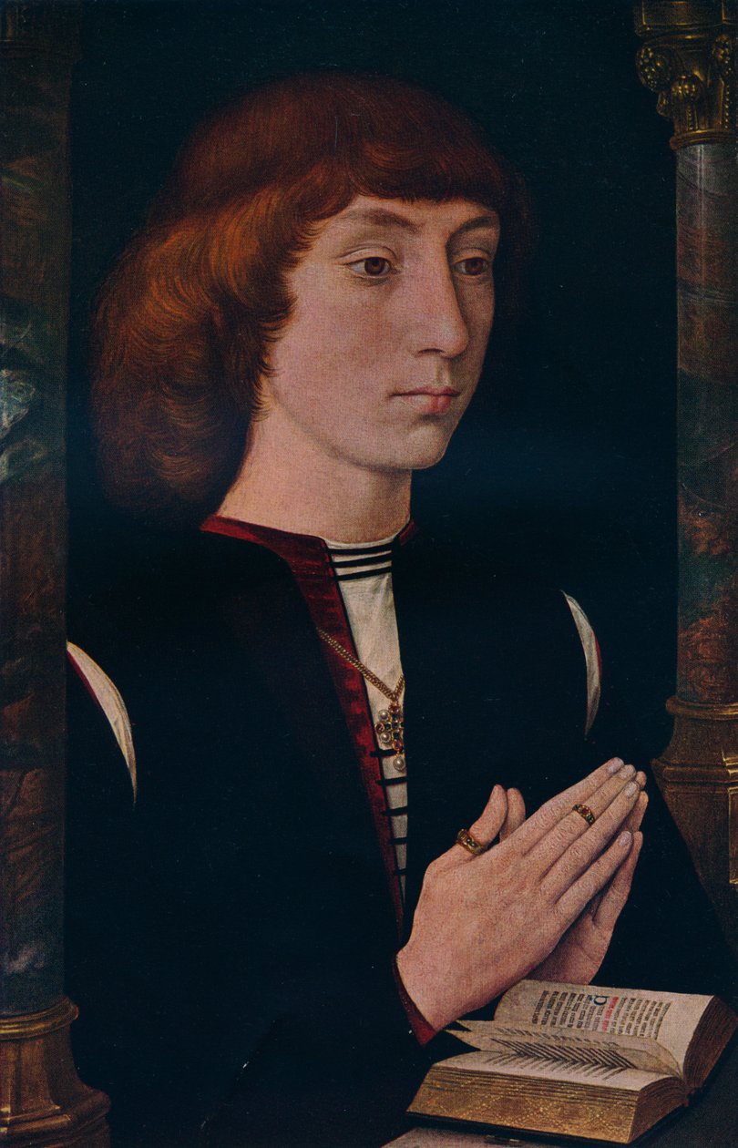 „Młody mężczyzna na modlitwie”, c1475 autorstwa Cecil Reginald Grundy