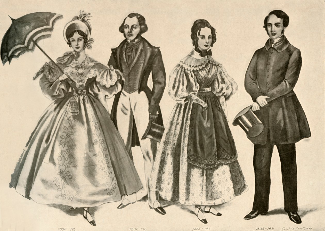 Odzież z lat 1824-1835, 1907, 1937. autorstwa Cecil W. Trout