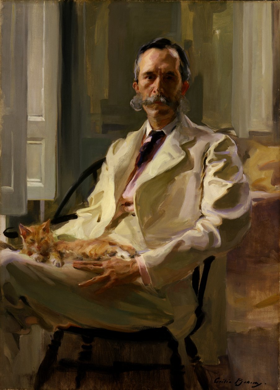 Człowiek z kotem (Henry Sturgis Drinker) autorstwa Cecilia Beaux