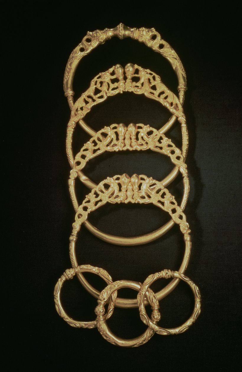 Złote Bransoletki ze Skarbu Ertsfield, IV wiek naszej ery (złoto) autorstwa Celtic
