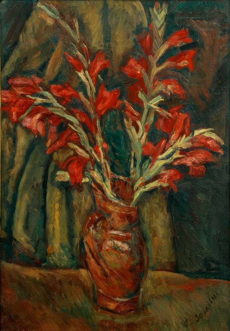 Ch.Soutine, czerwone mieczyki w wazonie autorstwa Chaim Soutine