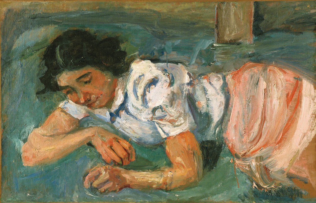 Młoda kobieta leżąca na trawie autorstwa Chaim Soutine