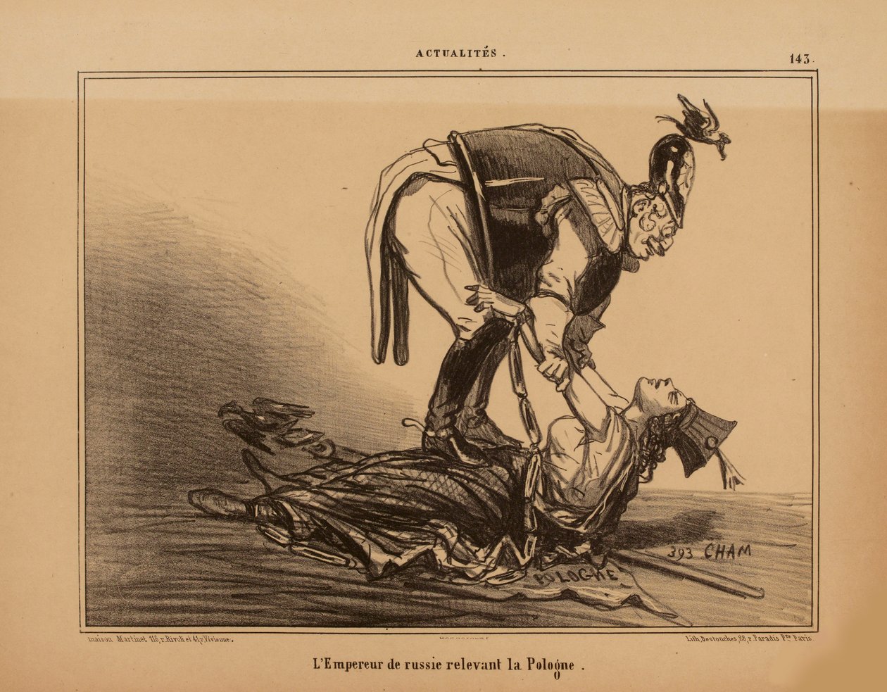 Cesarz Rosji odciążający Polskę, 1855. autorstwa Cham