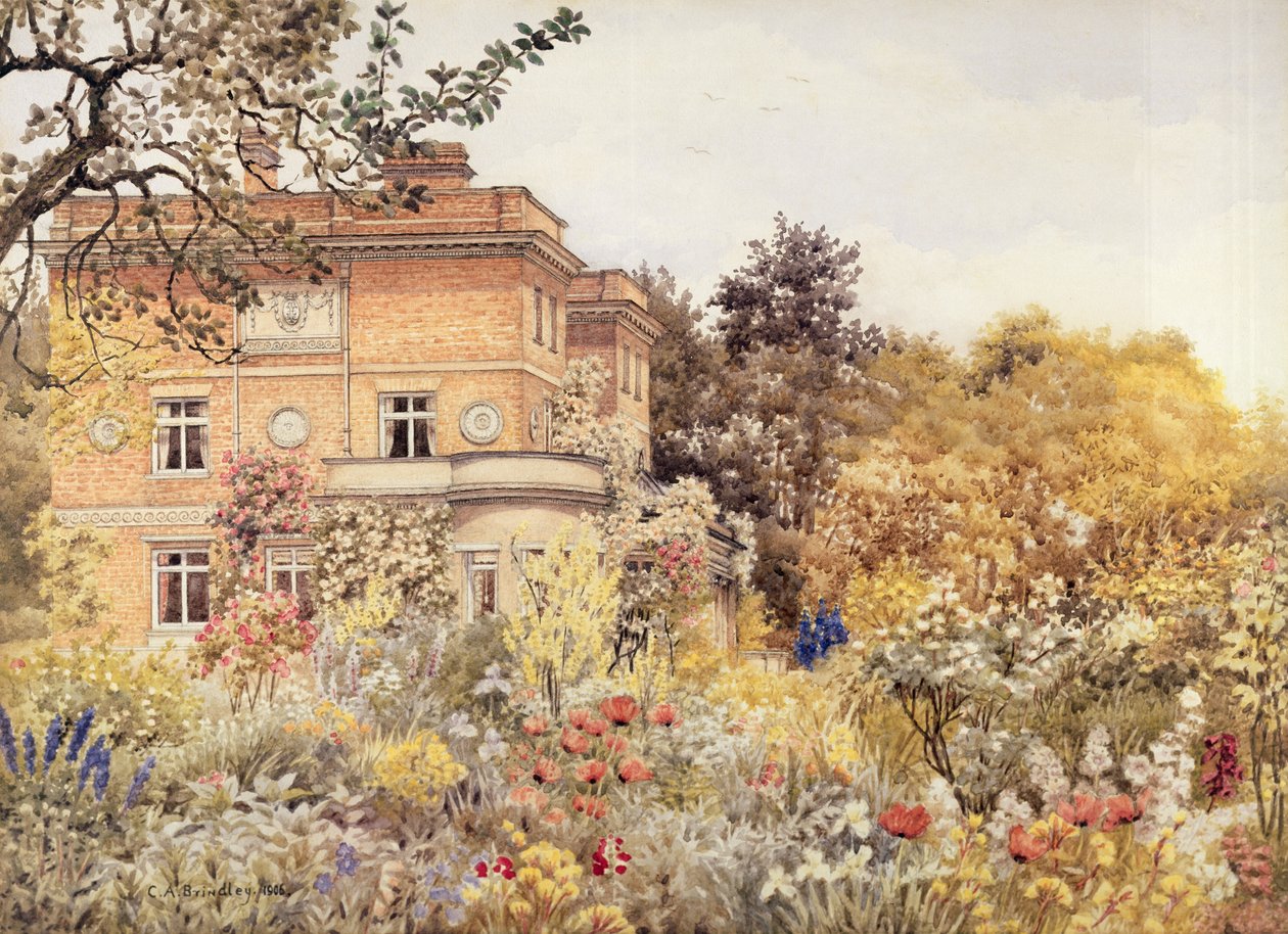 Kiftsgate Court, Gloucestershire, 1906 (wc na papierze) autorstwa Charles A. Brindley