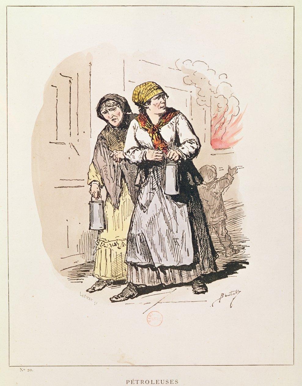 Dwie Petroleuses Komuny, 1871 (kolor grawerunek) autorstwa Charles Albert d Arnoux Bertall
