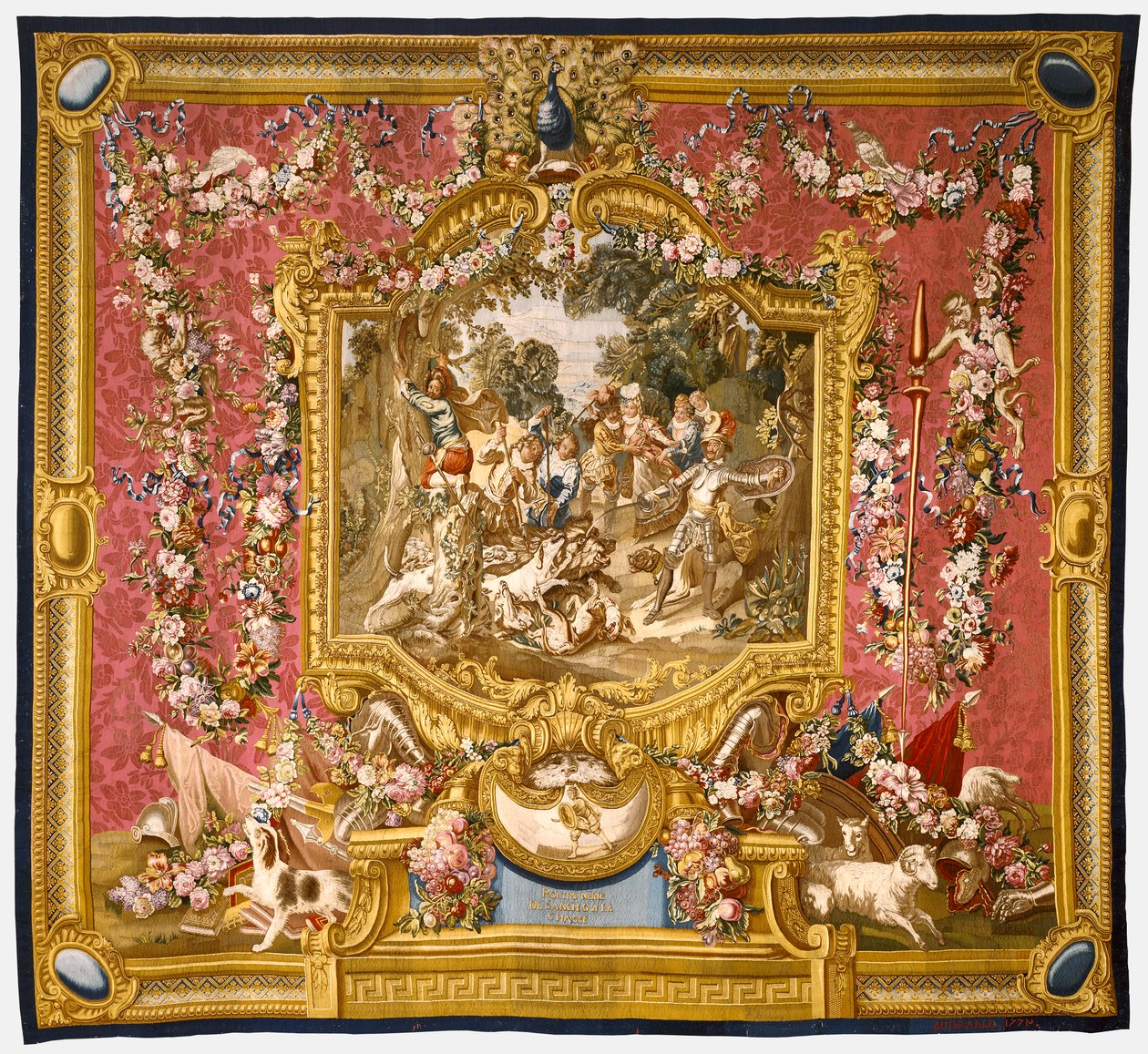 Tchórzostwo Sancho na polowaniu, 1772 (jedwab i wełna) autorstwa Charles Antoine Coypel