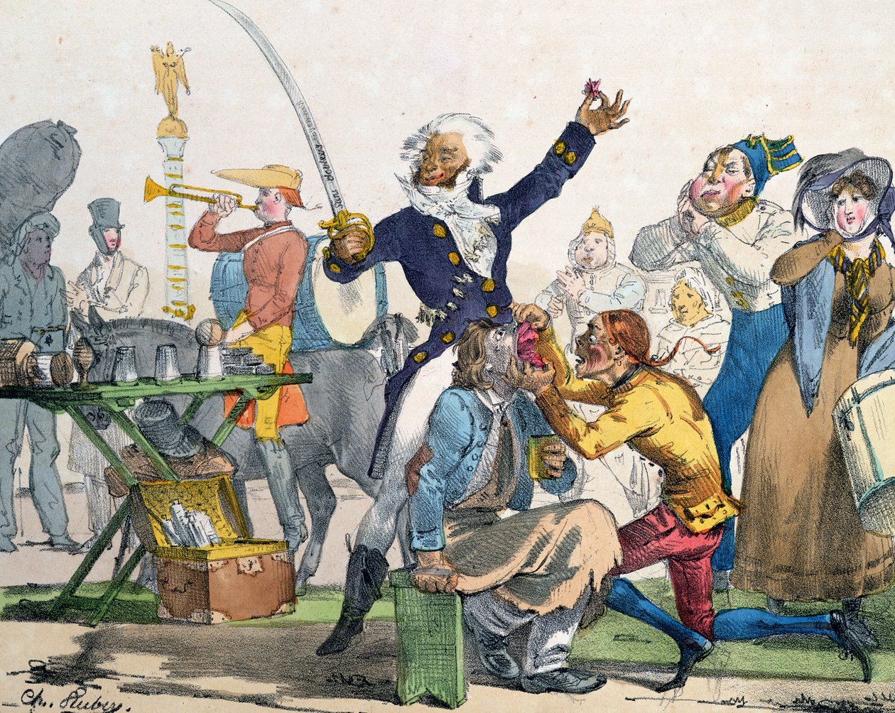 „Ból zęba”, karykatura z „Album Comique de Pathologie”, 1823 autorstwa Charles Aubry