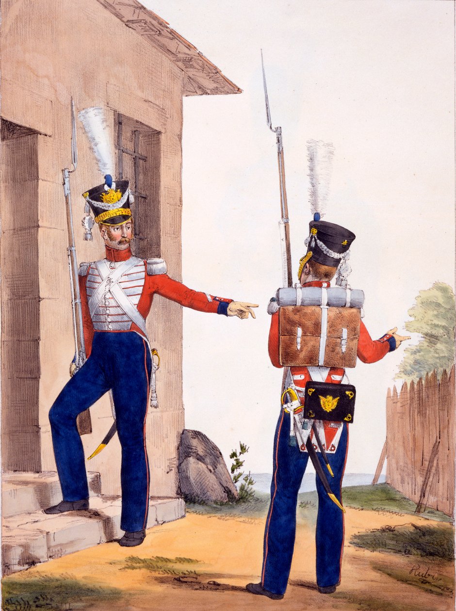 Mundur 8 Pułku Piechoty Szwajcarskiej Gwardii Królewskiej, z "Collection des Uniforms de l