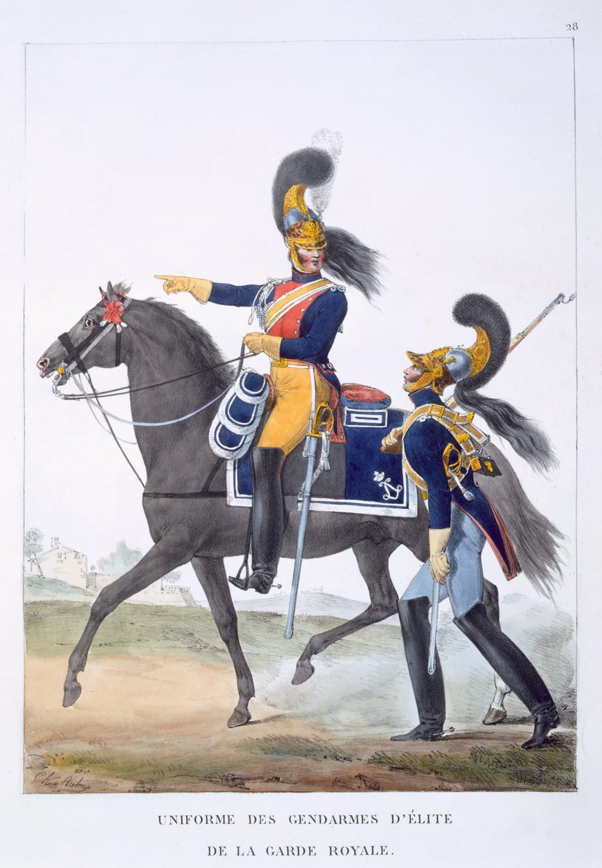 Mundur elitarnego żandarma gwardii królewskiej, 1823 autorstwa Charles Aubry
