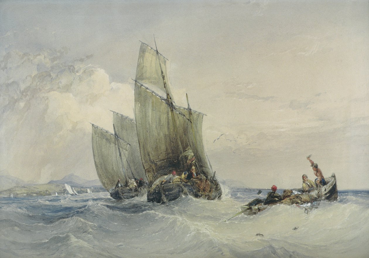 Łodzie rybackie, XIX w. autorstwa Charles Bentley