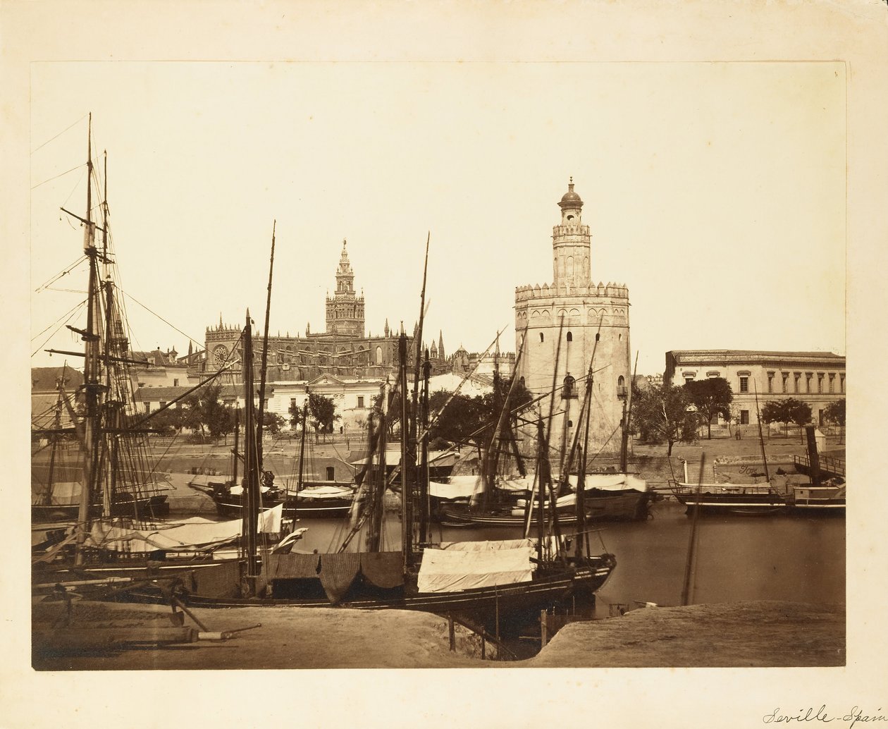 (Katedra, Torre del Oro i rzeka Gwadalkiwir, Sewilla) autorstwa Charles Clifford
