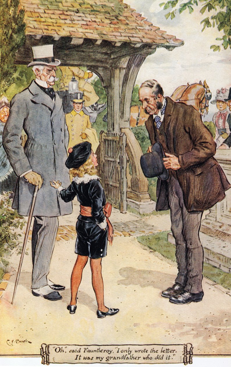 — Och — powiedział Fauntleroy — tylko napisałem list. Zrobił to mój dziadek”, 1936 autorstwa Charles Edmund Brock