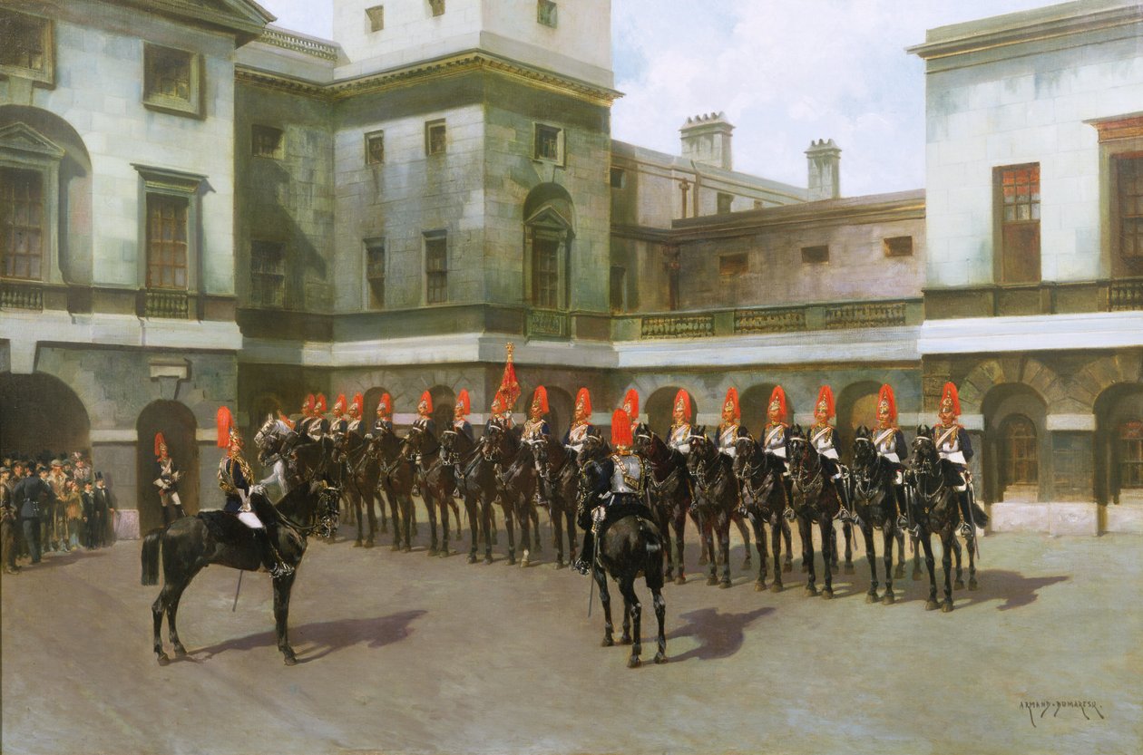 Blues and Royals, parada na straży, Whitehall autorstwa Charles Edouard Armand Dumaresq