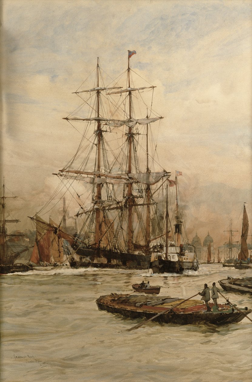 Na Tamizie poniżej Greenwich, ok. 1905 r. autorstwa Charles Edward Dixon