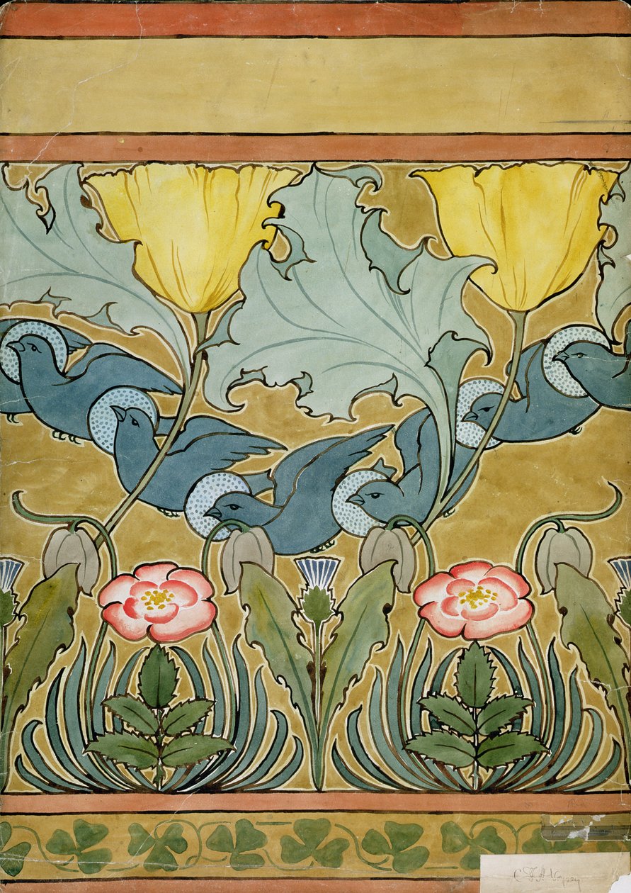 Projekt „Ptaki w locie” autorstwa Charles Francis Annesley Voysey