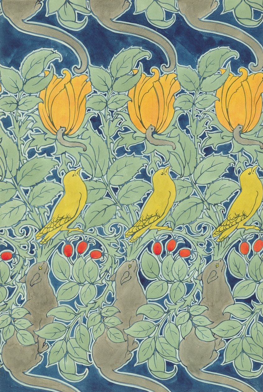 Projekt tekstyliów „Let us pres” (toaleta i ołówek na papierze) autorstwa Charles Francis Annesley Voysey