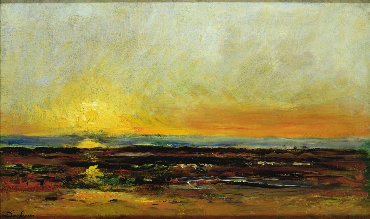 Zachód słońca na wybrzeżu morza autorstwa Charles Francois Daubigny